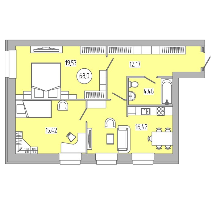 планировка квартиры 68 м2